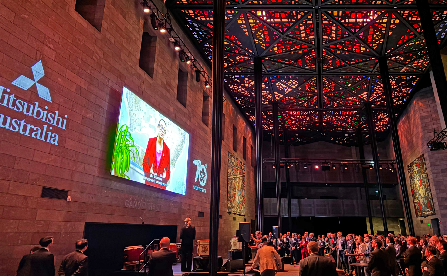 MAL’s 70th anniversary celebration, held in NGV’s event hall, with its vibrant stained-glass ceiling