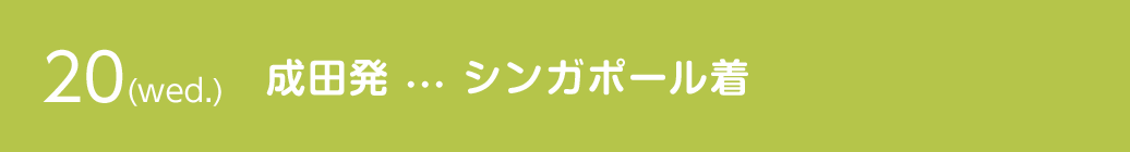 20(wed.) 成田発…シンガポール着