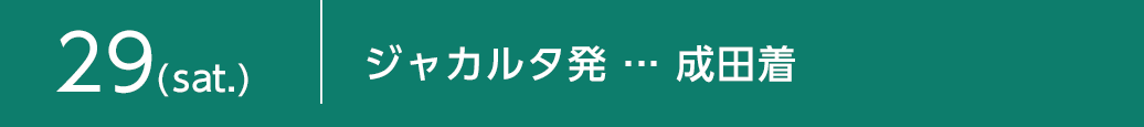 8月29日（土）ジャカルタ発　成田着