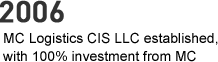 2006 - MC Logistics CIS LLC established, with 100% investment from MC
