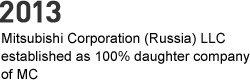 2013 - Mitsubishi Corporation (Russia) LLC established as as wholly owned subsidiary of MC